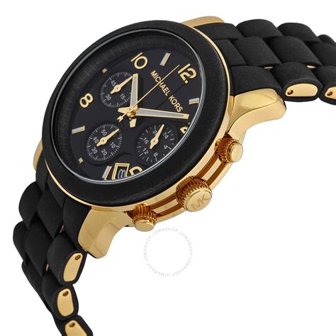 michael kors black and gold chronograph watch|Michael Kors matte black watch.